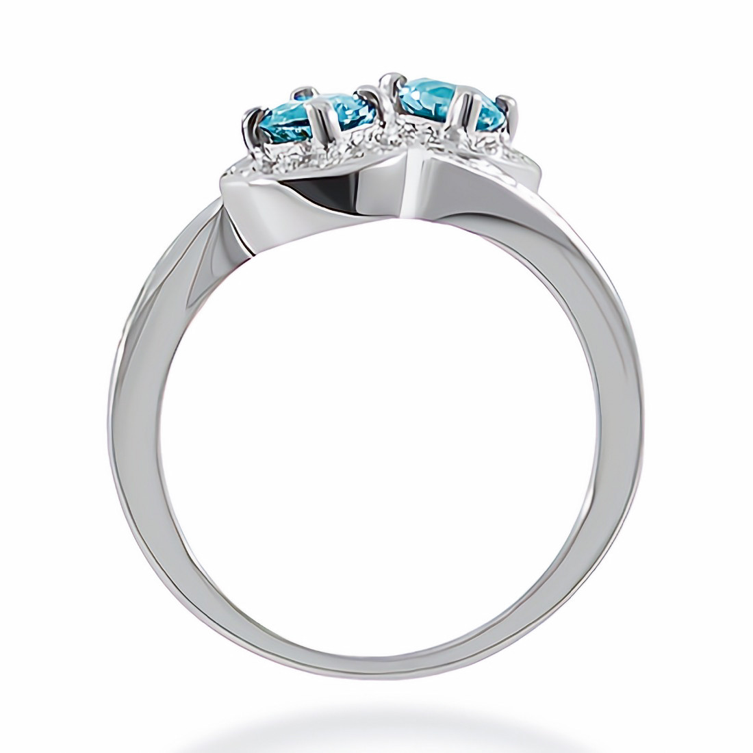 0.85ct Blue & White Diamond Two Stone Cocktail Halo Ring