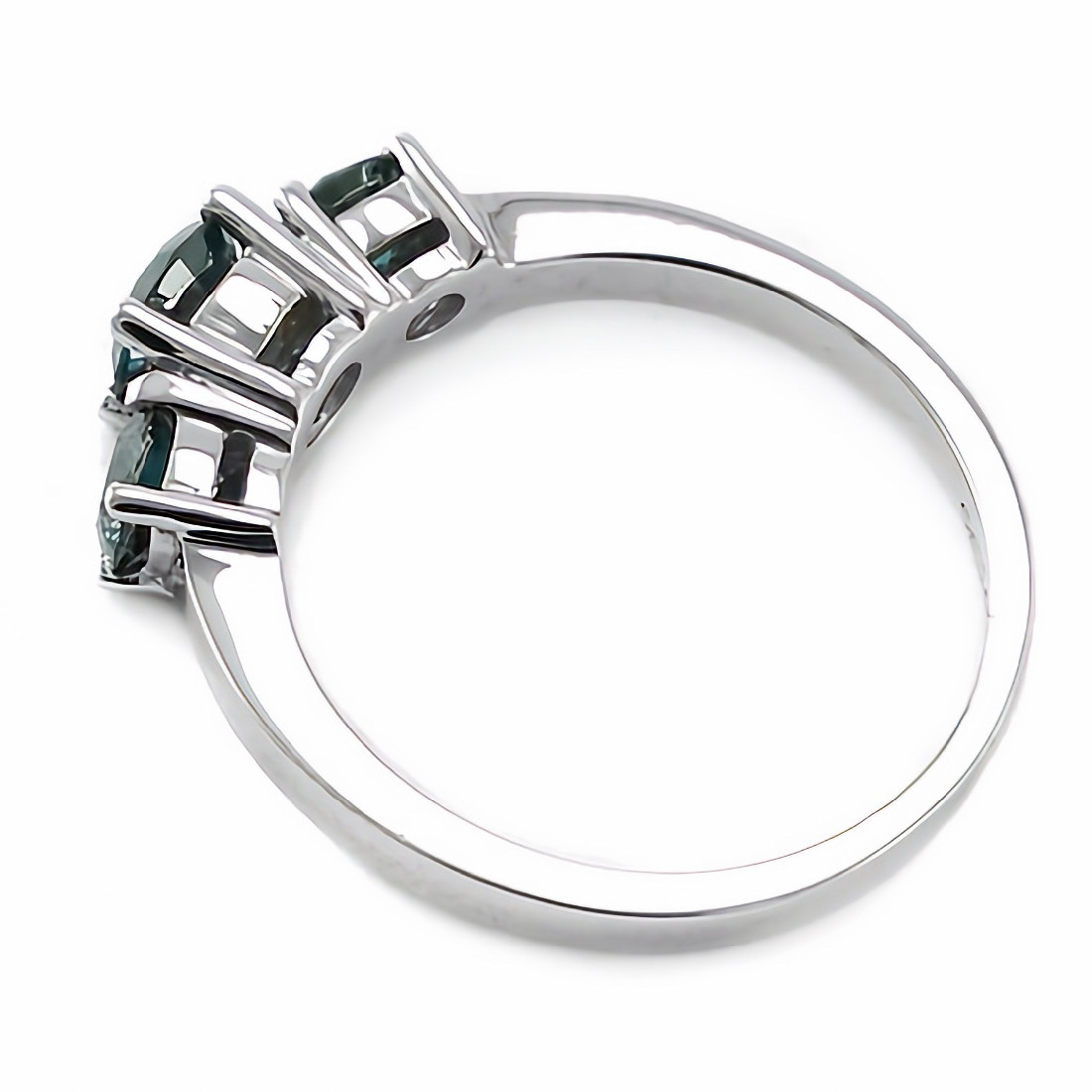 Emerald-Cut Fancy Blue Diamond 3-Stone Engagement Ring