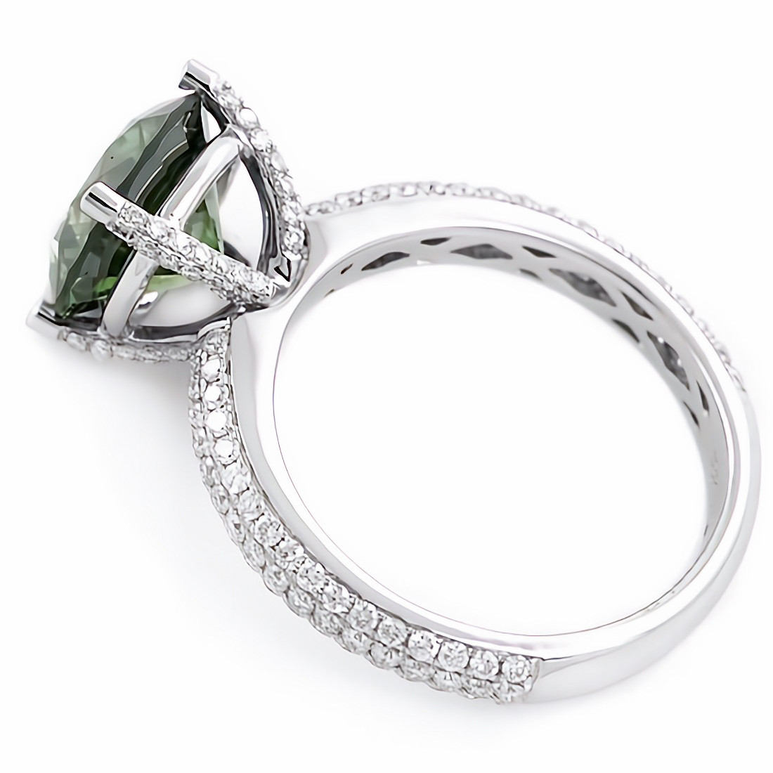 3.89ct Large Green Diamond Engagement Ring 18k White Gold