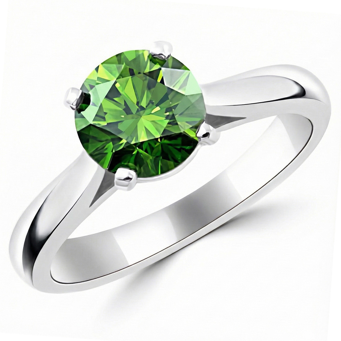 1.50ct Fancy Green Diamond Solitaire Engagement Ring