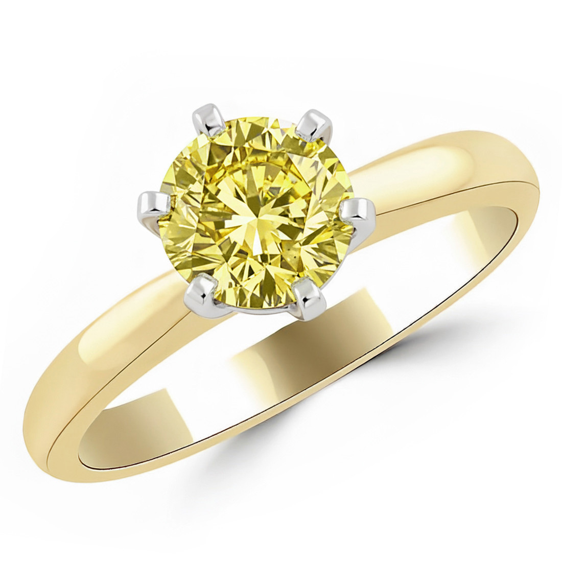 1 Carat Yellow Diamond Six-Prong Solitaire Engagement Ring