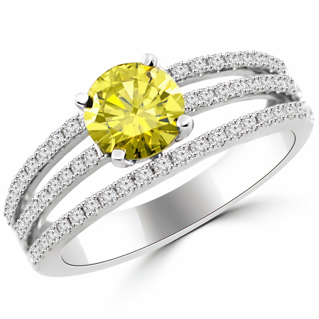 Unique Canary Yellow Diamond Engagement Ring 18k Gold