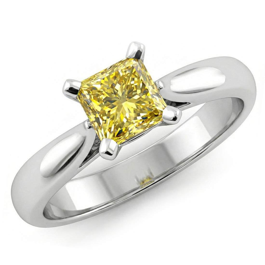 Princess Cut Canary Yellow Diamond Solitaire Engagement Ring