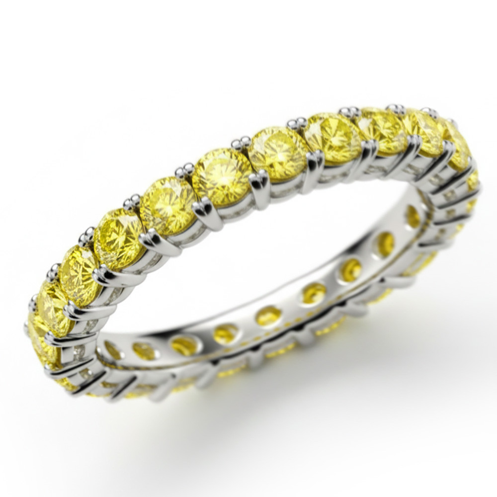 Canary Yellow Diamond Eternity Wedding Ring Bridal Band