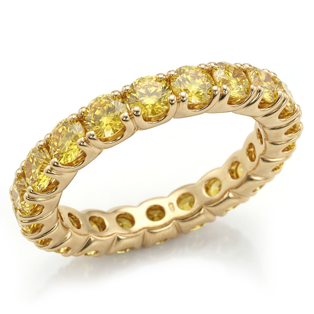 Yellow Diamond Eternity Band Bridal Wedding Ring 14k Yellow Gold