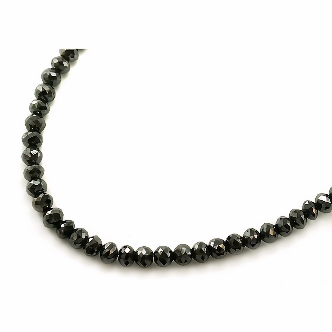 Certified 8 mm Round Faceted Black Diamond Beads Necklace-Great Sparkle! 18 to 24 options.