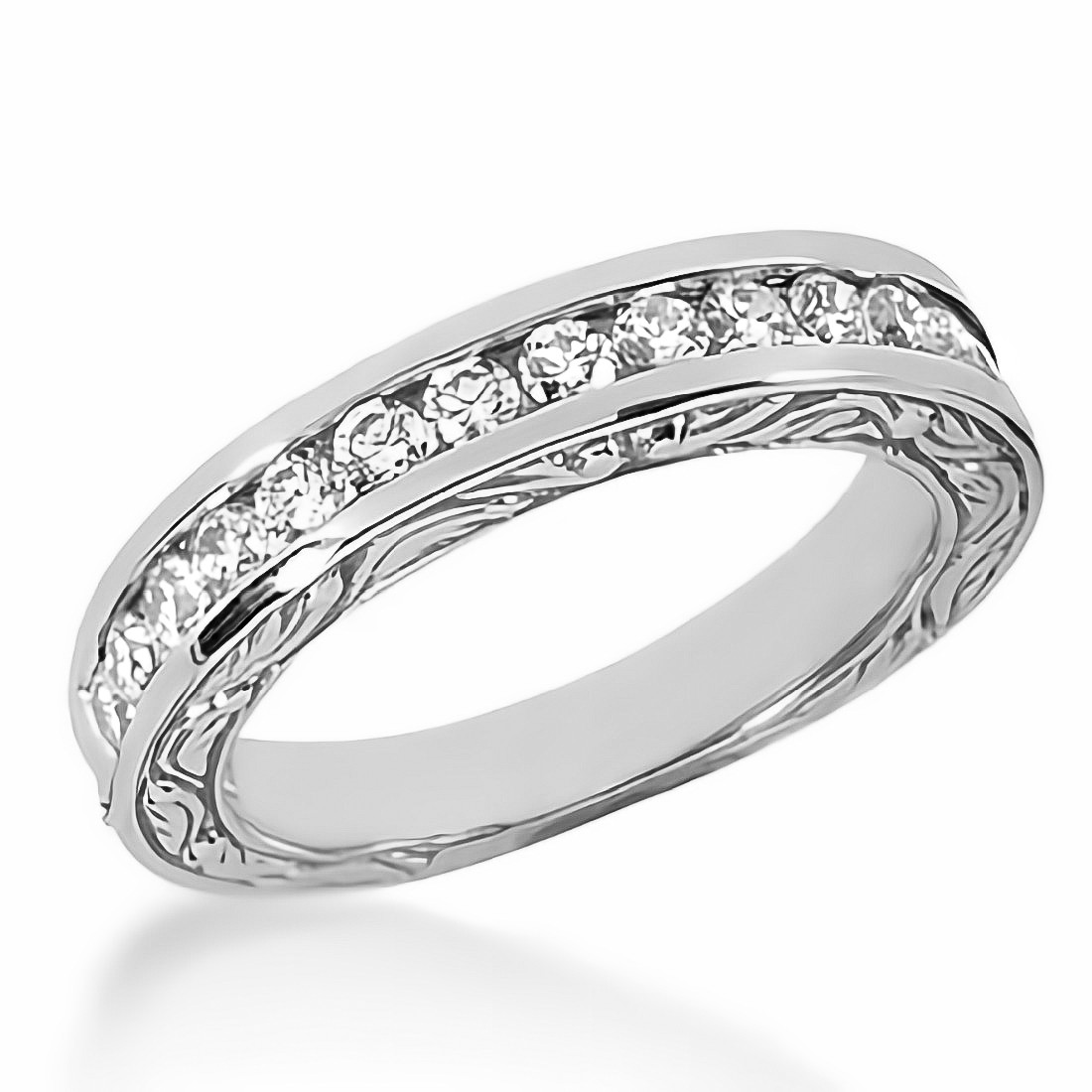 0.65ct Vintage Style Diamond Channel Wedding Band Antique Ring