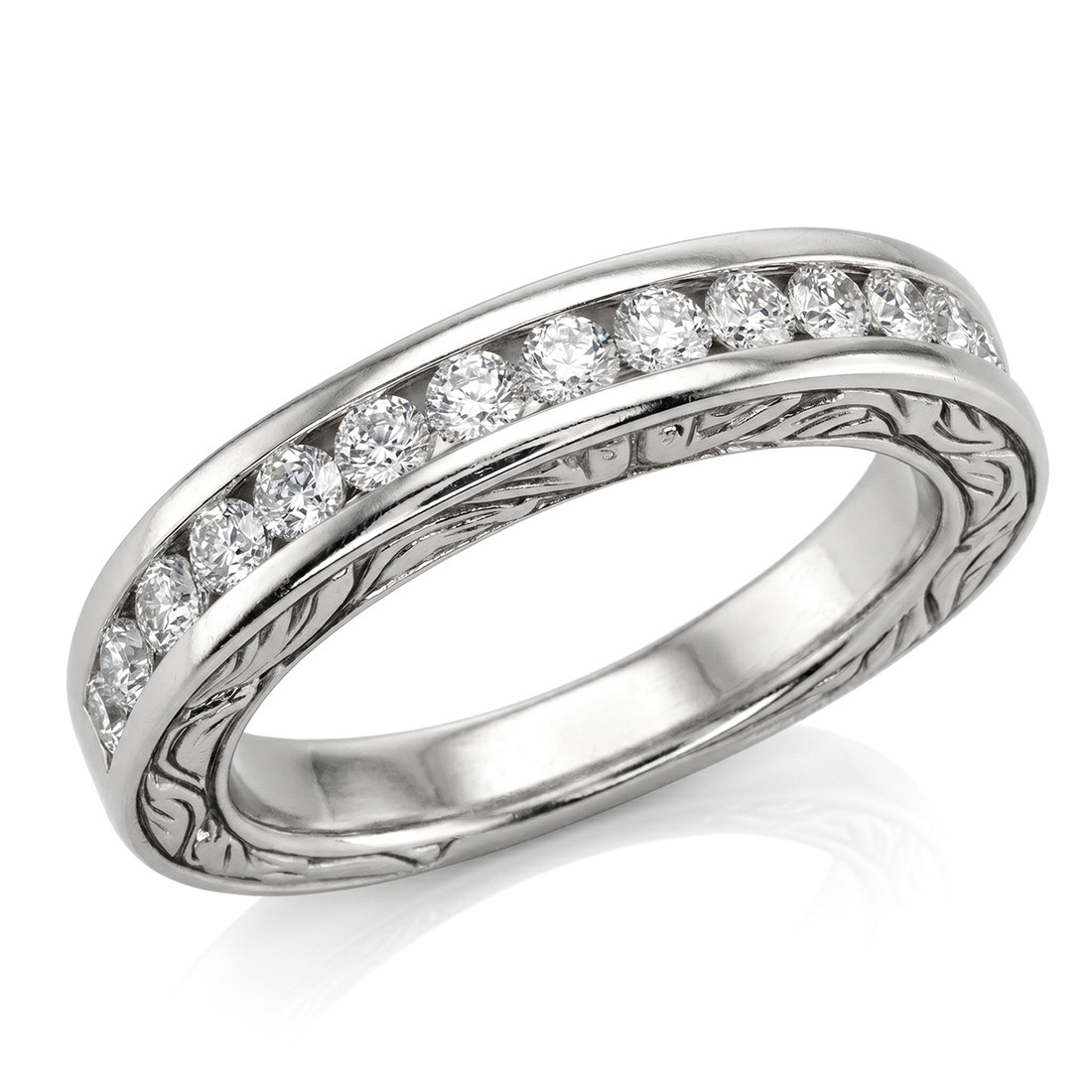 0.65ct Channel-Set Diamond Wedding Ring Vintage Style Band