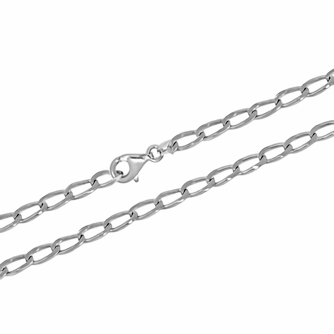 14k Gold 4.6mm Flat-Link Men's Chain Lobster-Claw Clasp