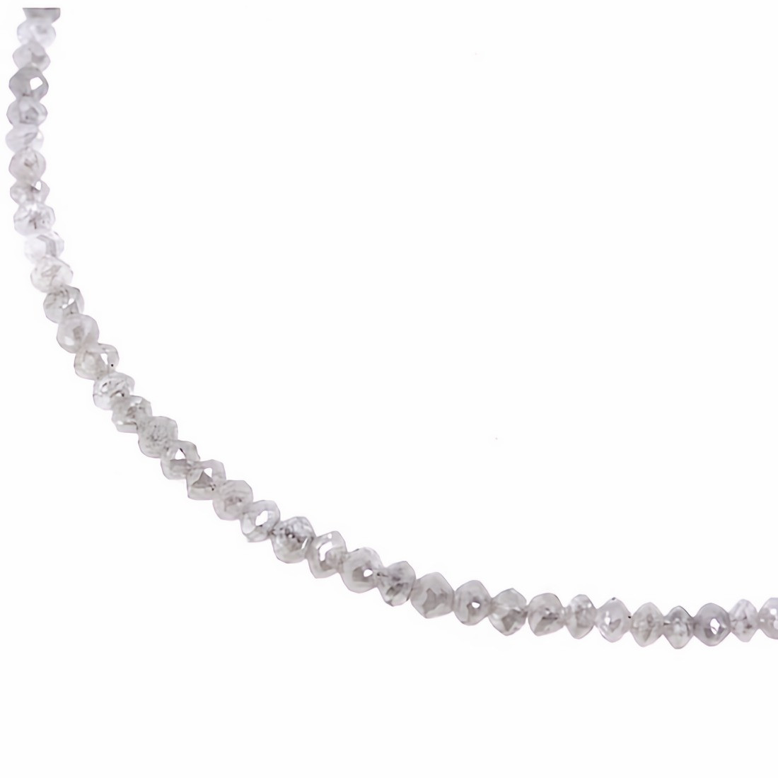 22.50ct Fancy Grey Diamond Faceted Bead Necklace 14k White Gold