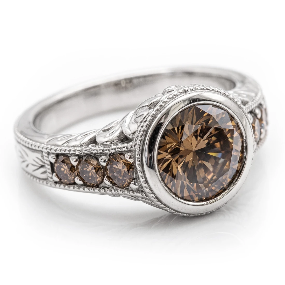 Fancy Brown Diamond Engagement Ring Antique Style