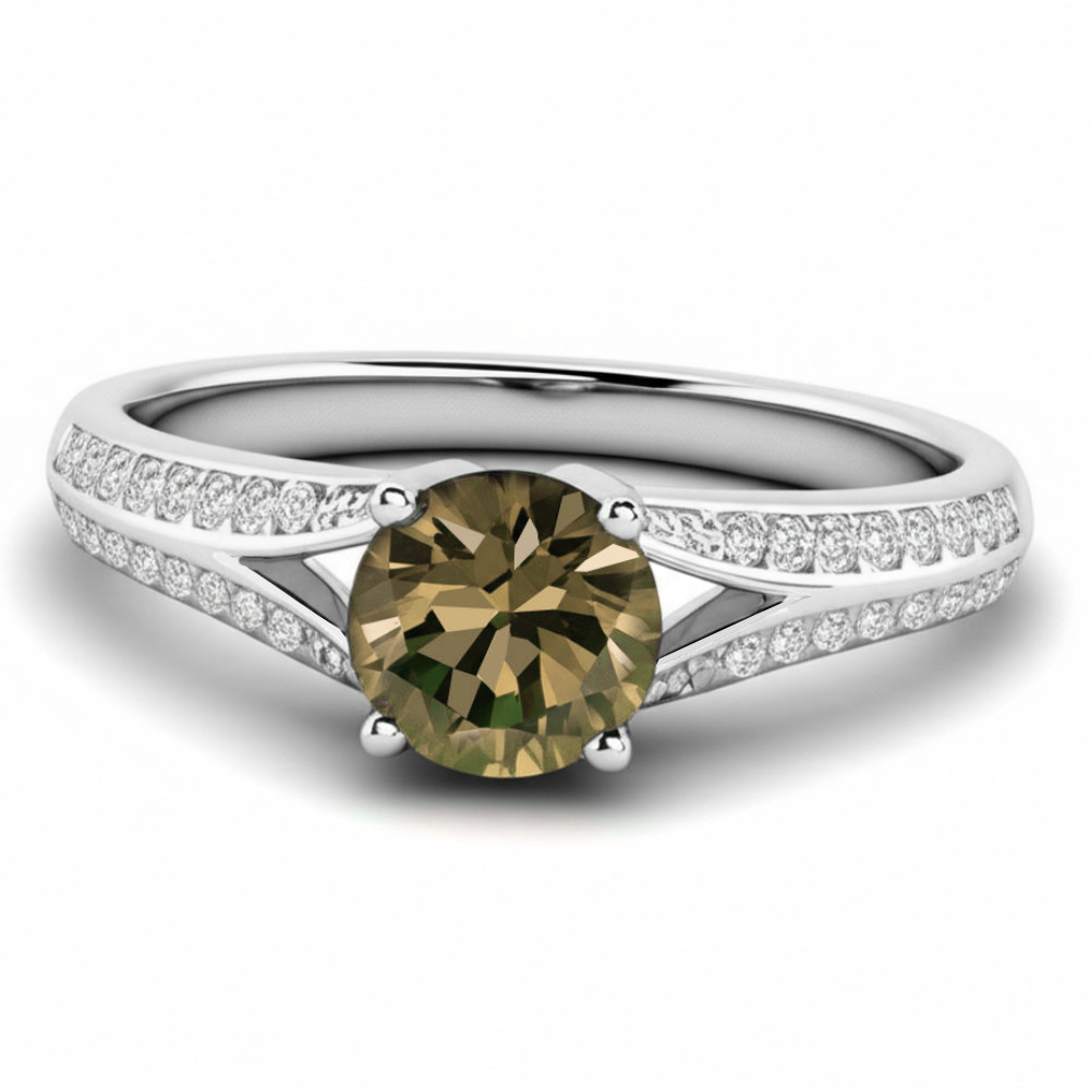 1 Carat Fancy Brown Diamond Engagement Ring Split Band