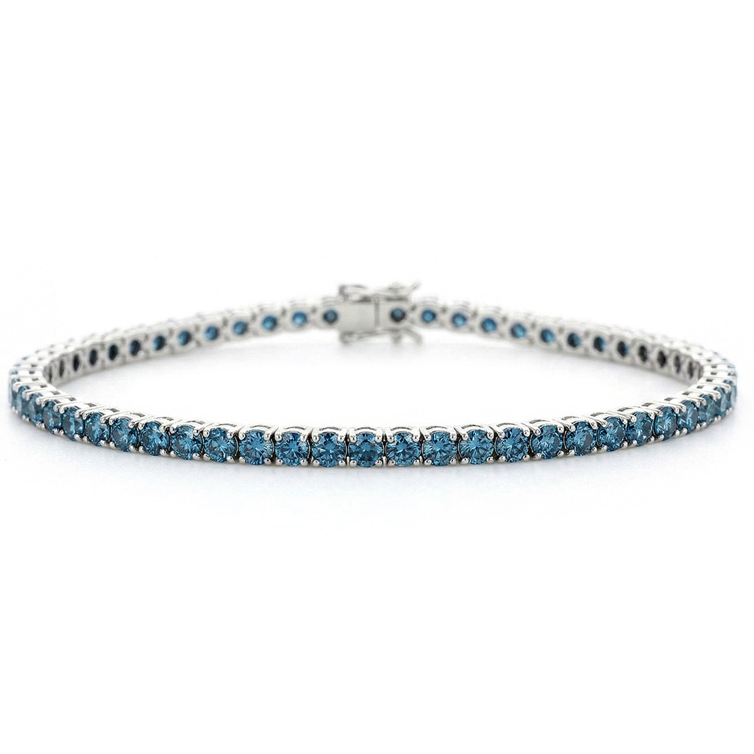 Fancy Blue Diamond Tennis Eternity Bracelet