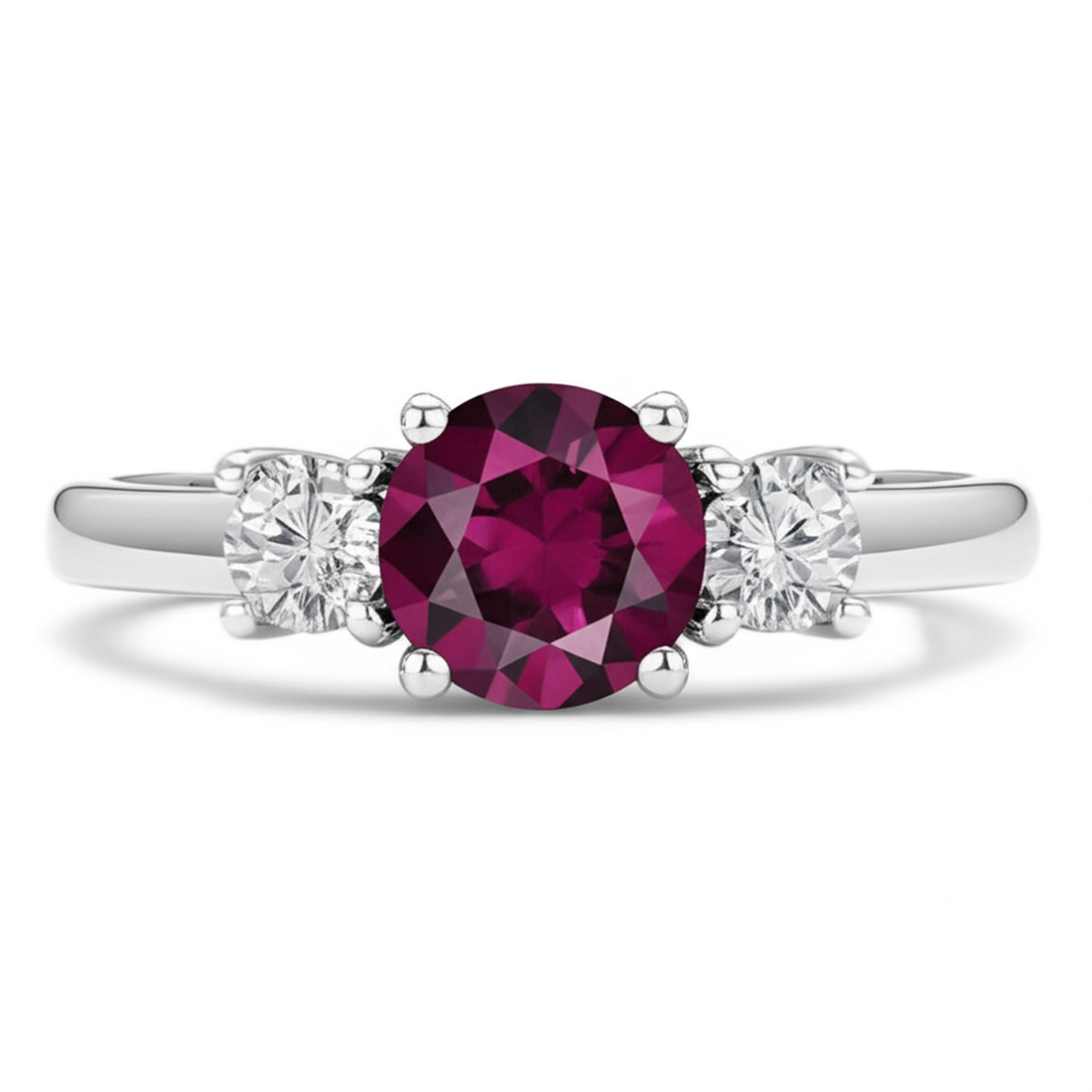 Purple Pink Diamond Three 3 Stone Engagement Ring