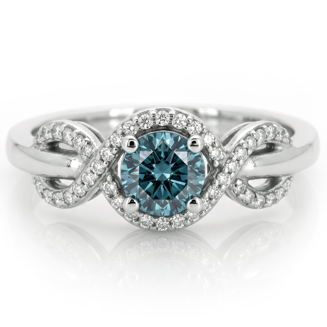 Fancy Blue Diamond Infinity Engagement / Promise Ring