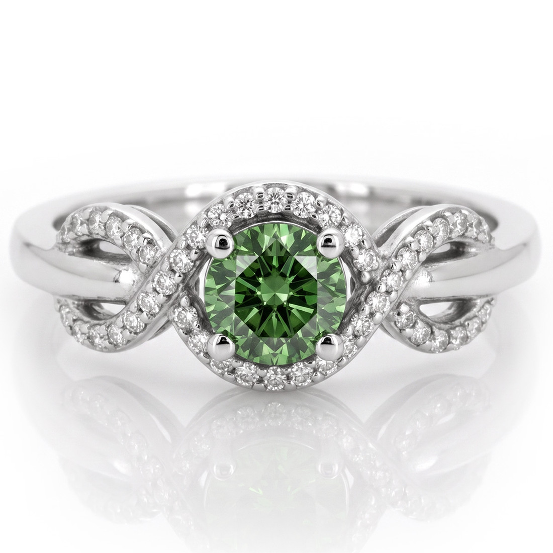Fancy Green Diamond Infinity Engagement / Promise Ring