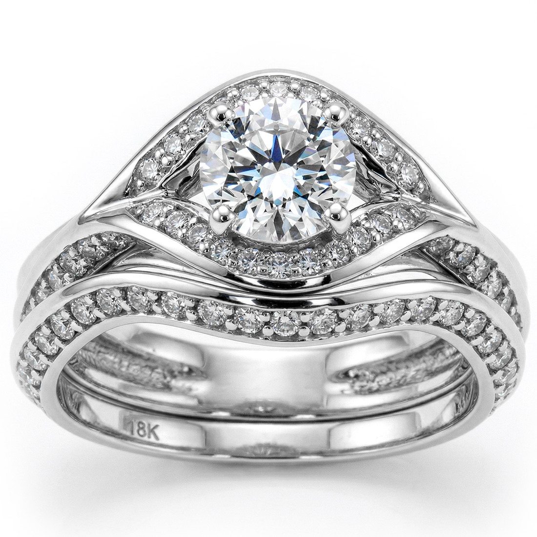 Unique Matching Diamond Engagement and Wedding Ring Set
