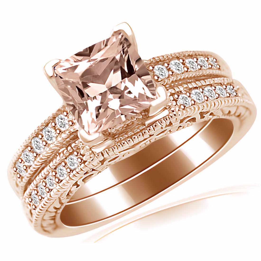 7.95ct Pear Peach Pink Morganite Ring with Filigree