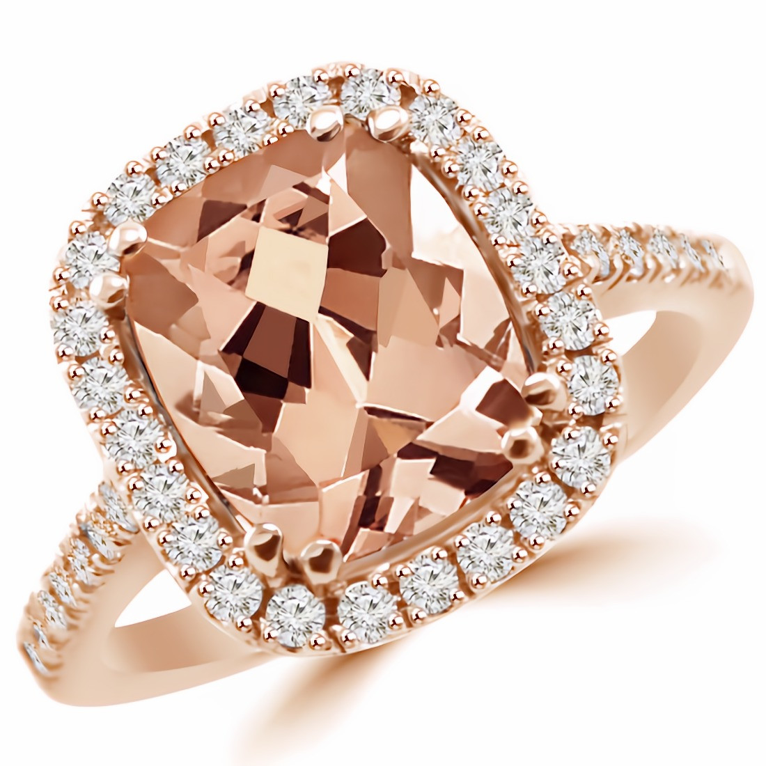 Rose Gold Morganite Engagement Ring: Emerald Cut Ring With Diamonds –  ANTOANETTA