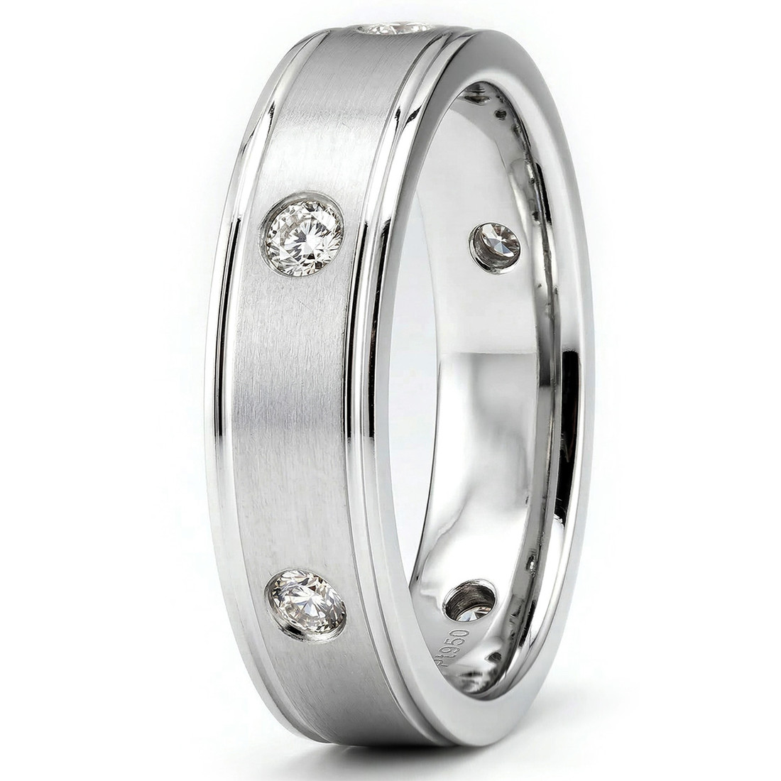 Men's Diamond Wedding Band Brushed Satin Eternity Ring