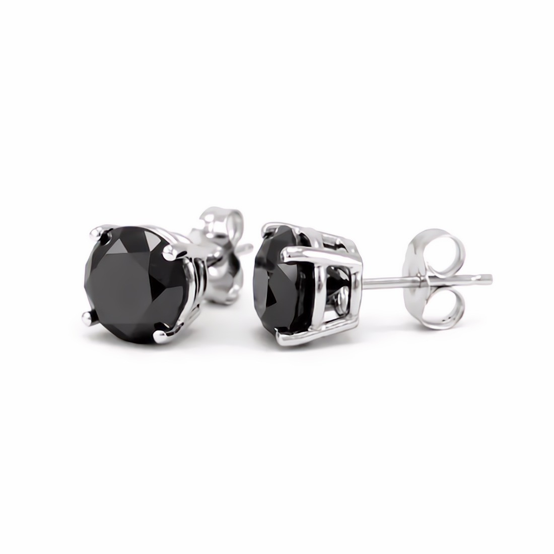 Sterling Silver Mens Round Black Color Enhanced Diamond Earrings 1/20 Carat  tw | eBay