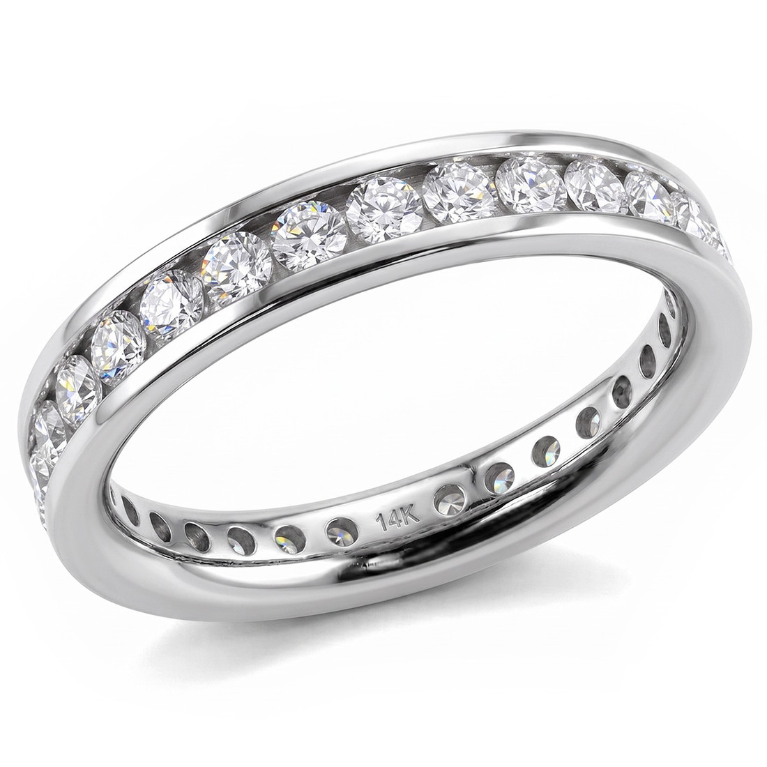 One Carat Natural Diamond Eternity Band Channel-Set Wedding Ring