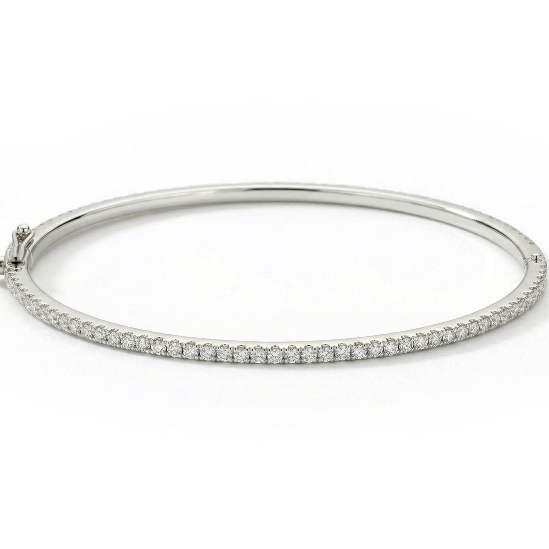 1 Carat Diamond Bangle Bracelet 14k White Gold