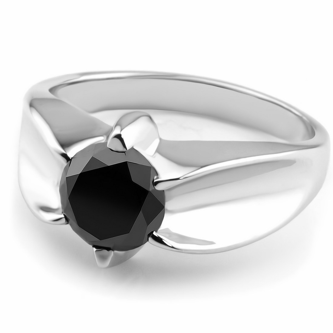 Large 1 Carat Black Onyx Diamond Ring For Men 14K Yellow Gold Pinky Ring  001265