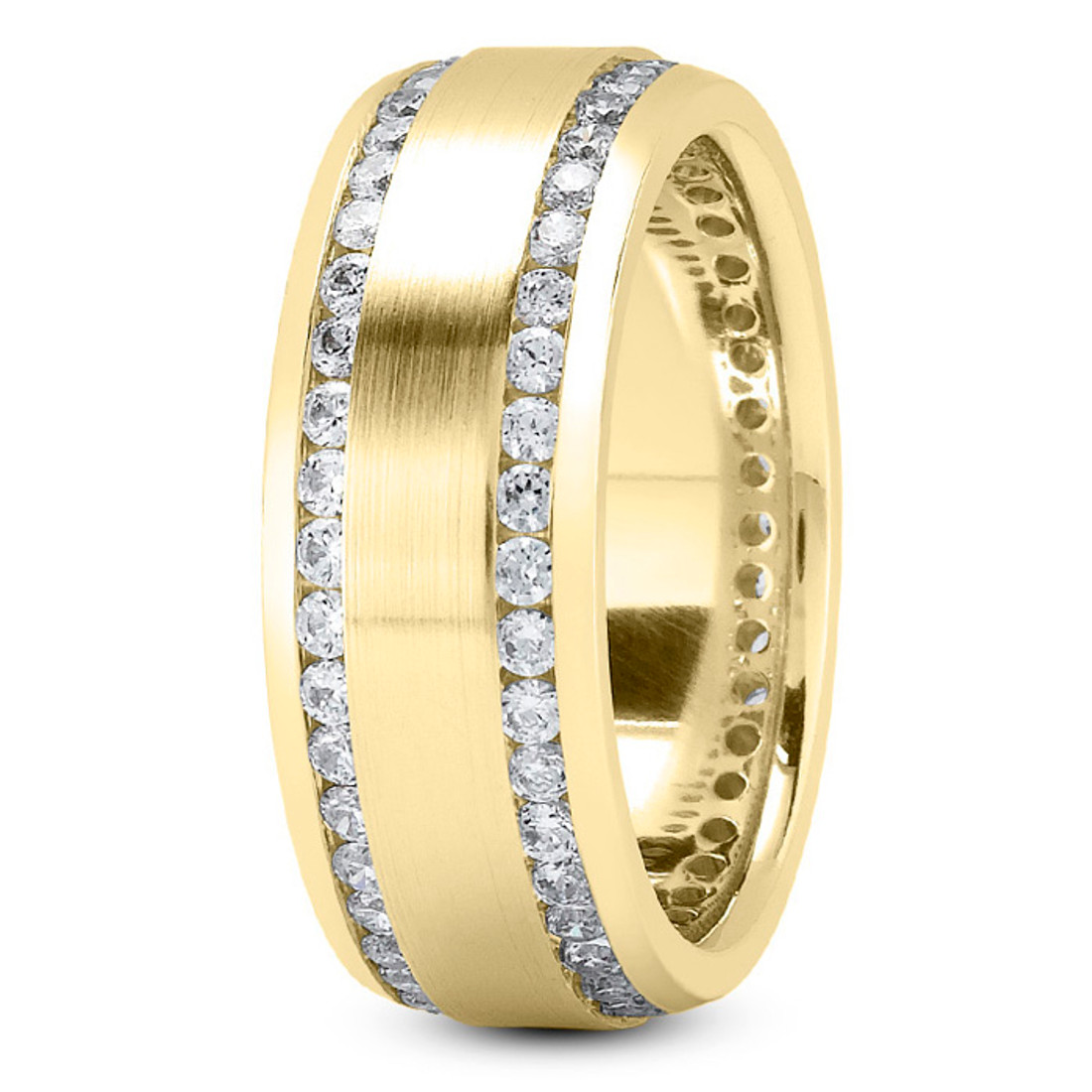 Channel Set Men's Diamond Eternity Wedding Band 18k Yellow Gold