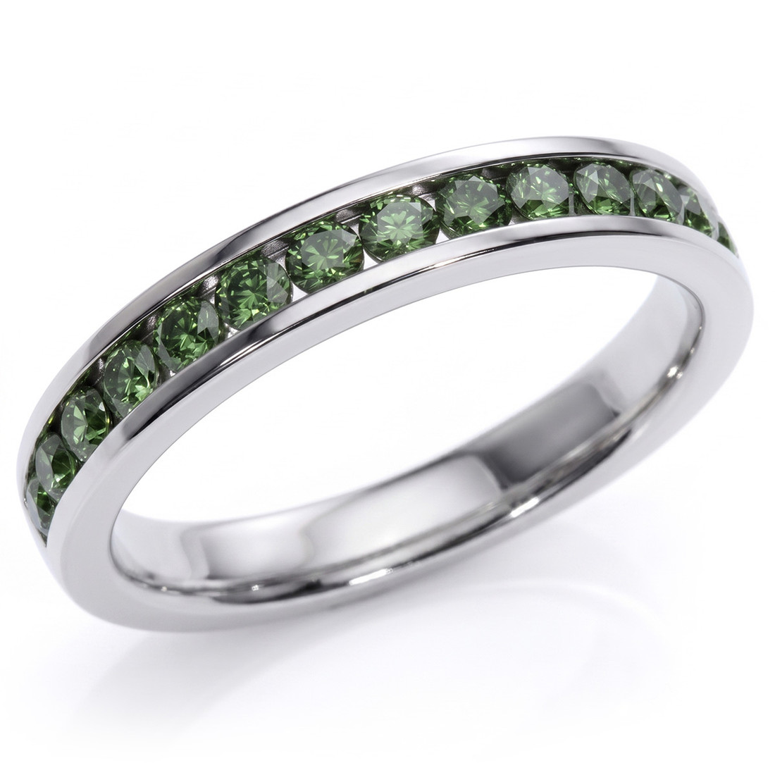 0.50ct Channel-Set Green Diamond Wedding Ring