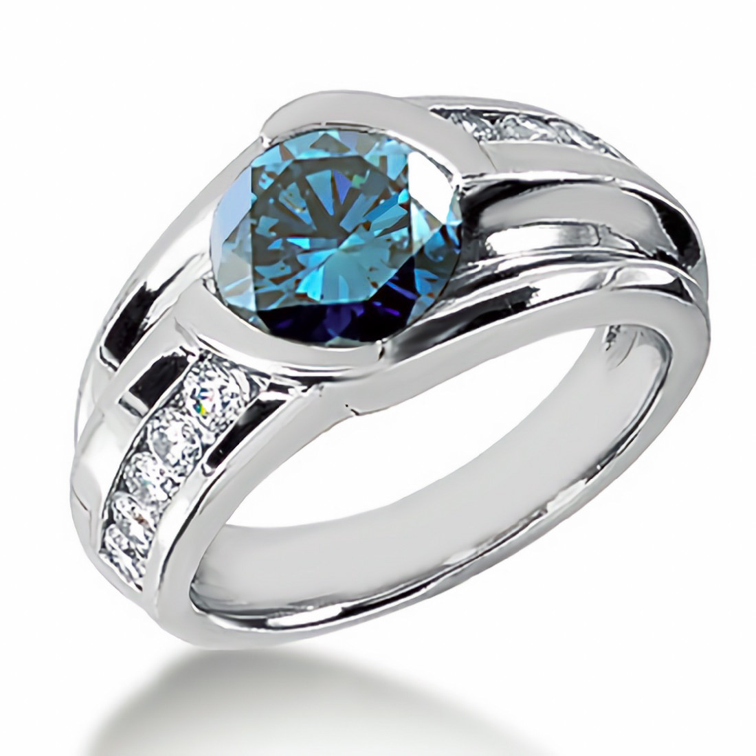 2.51ct Fancy Blue Diamond Men's Pinky Solitaire Ring