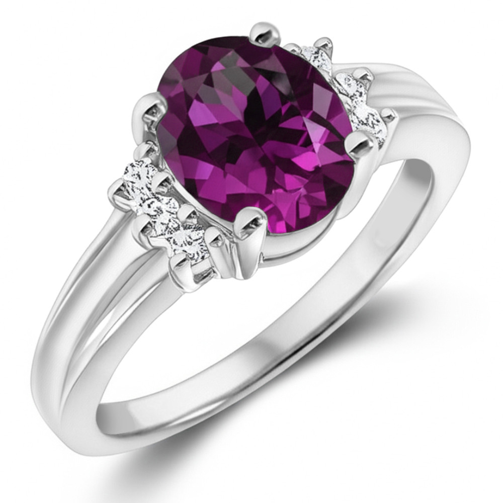 Oval Purple Pink Sapphire Diamond Engagement Ring