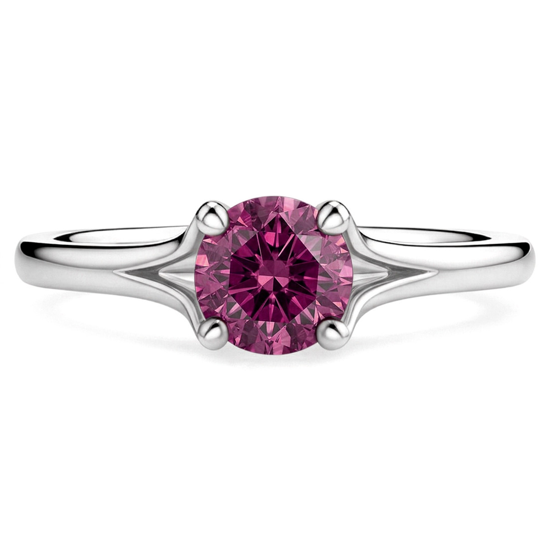 Purple Pink Diamond Solitaire Engagement Ring Split Band