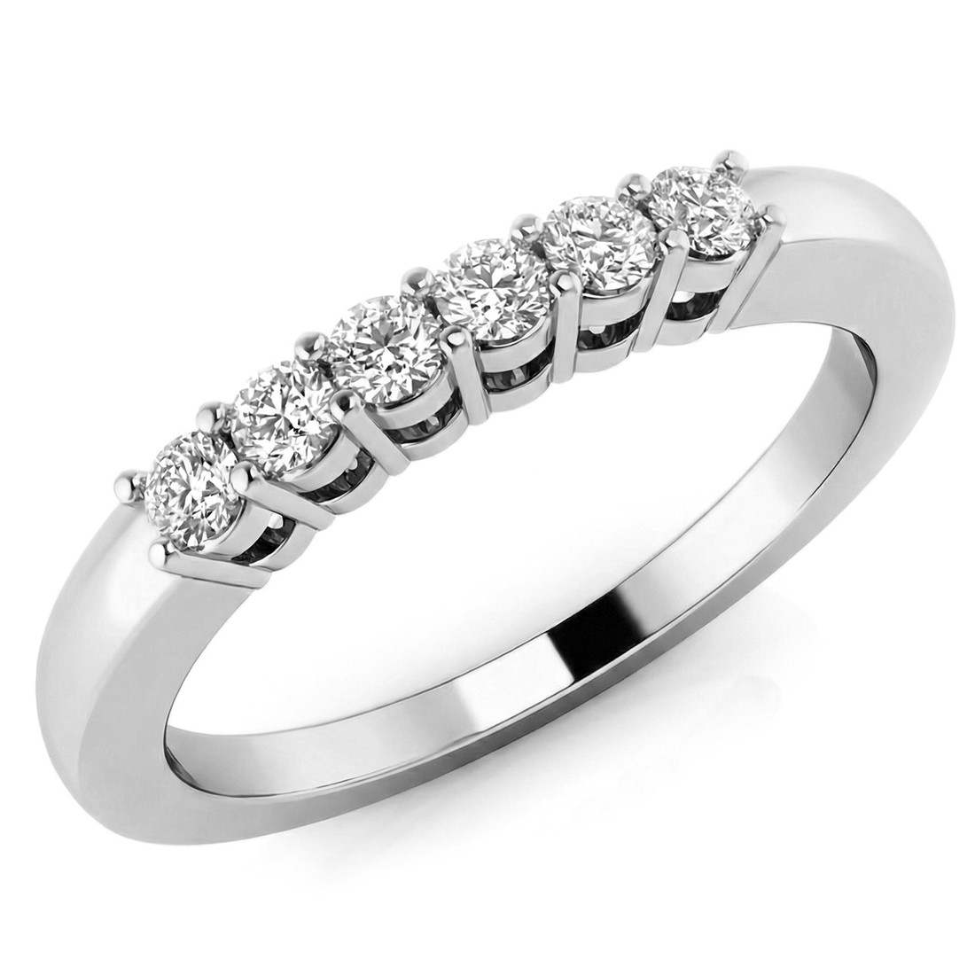 6-Stone Diamond Wedding Band Anniversary Ring White Gold