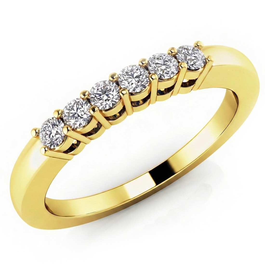 Classic 6-Stone Diamond Wedding Band Anniversary Ring