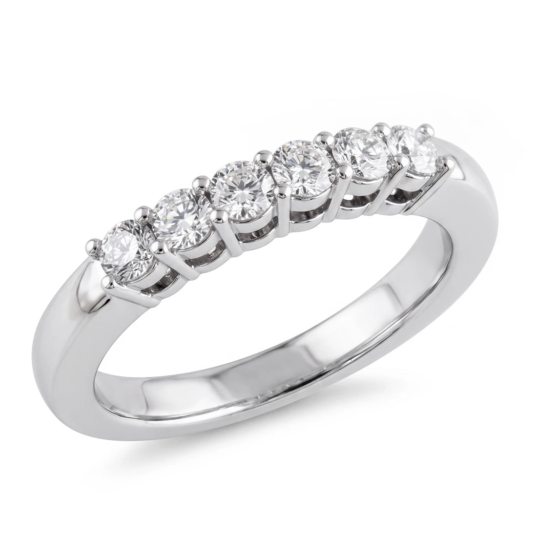 Six-Stone Diamond Wedding Band Anniversary Ring White Gold
