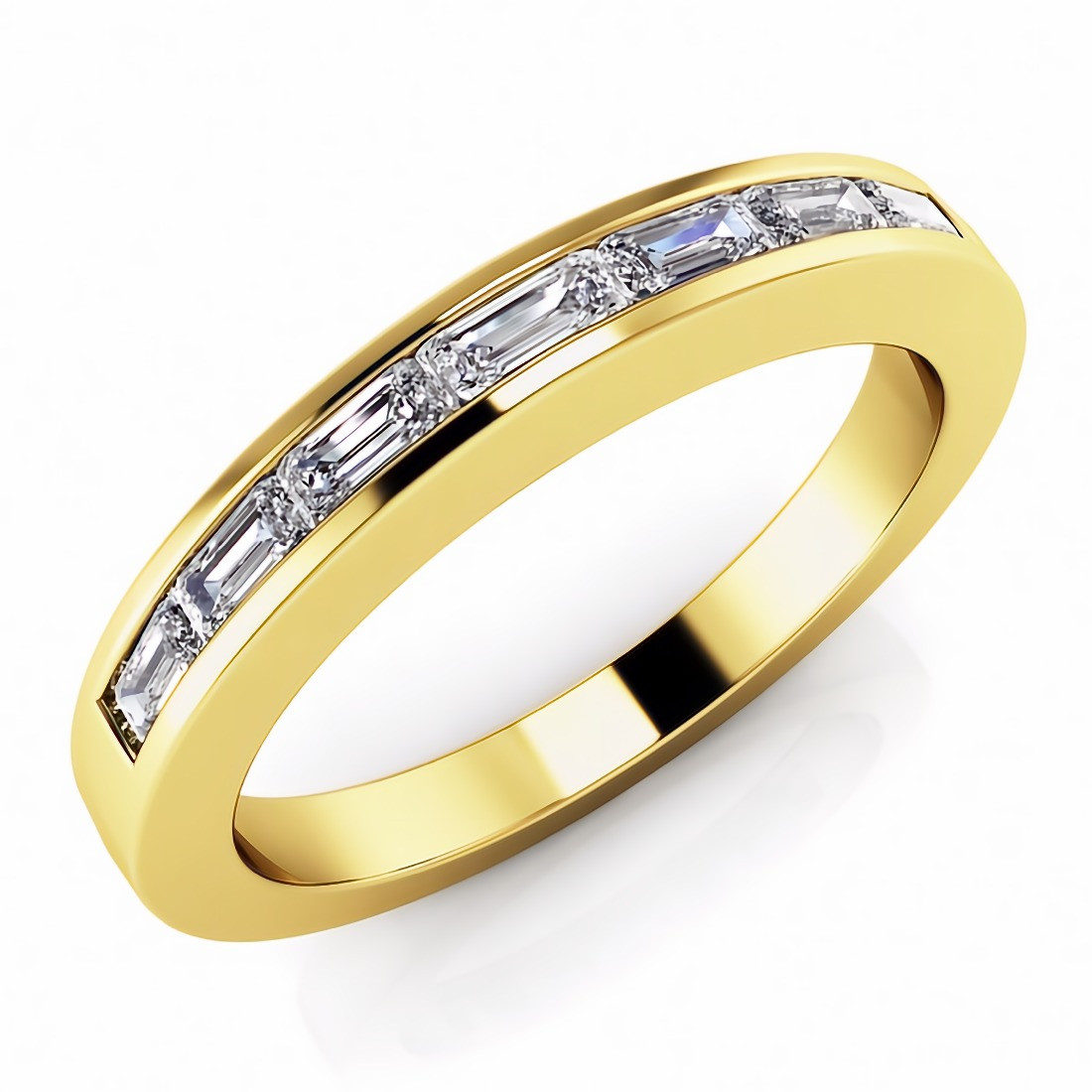 Baguette and Round Diamond Band Ring - Size 8 1/4