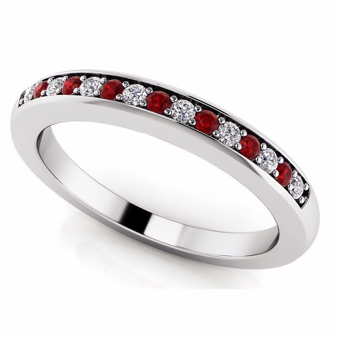 1.00ctw Ruby and Diamond Wedding Band Ring in 14k White Gold - 12796C |  JTV.com