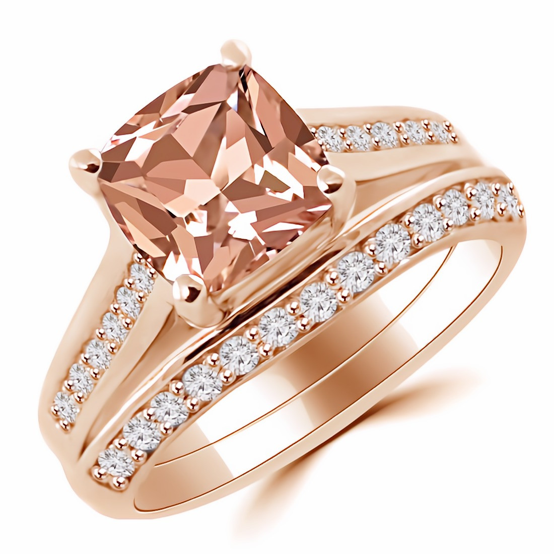 Morganite Engagement Ring Set