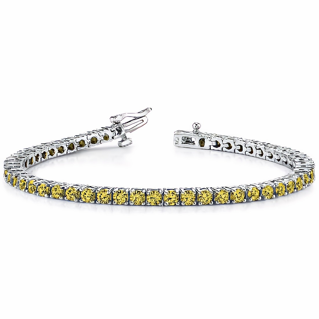 9ct Yellow Gold 4.25ct Round Brilliant Cut Sapphire and Diamond Bracelet