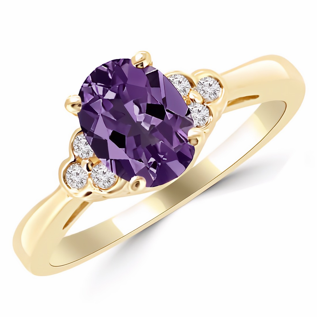 Trillion-Cut Amethyst Diamond Cocktail Engagement Ring