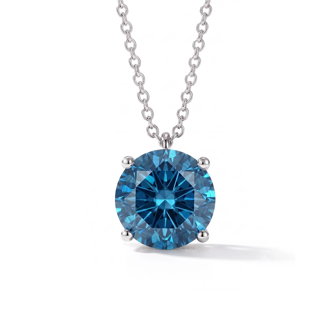 Fancy Blue Diamond Solitaire Pendant Necklace 14k Gold