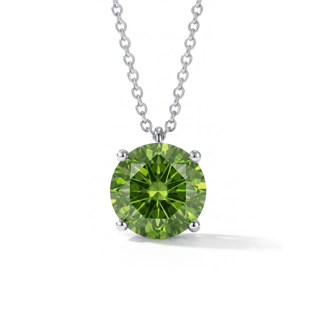 Green Diamond Solitaire Pendant Necklace 14k Gold