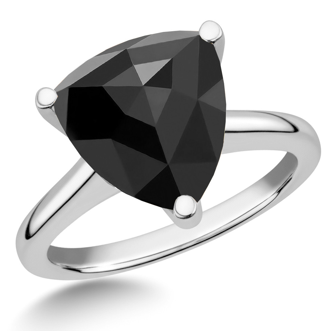 Carats Trilliant Rose-Cut Black Diamond Solitaire Engagement Ring