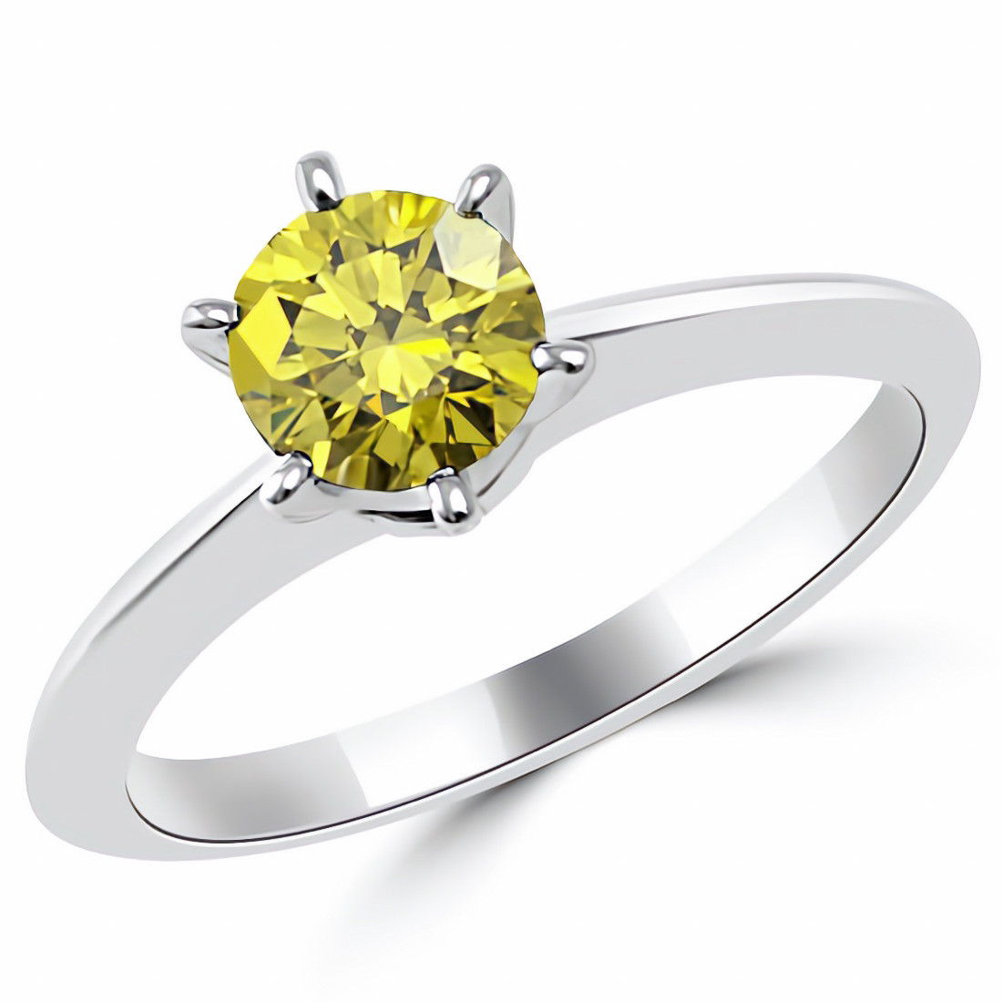 Canary Yellow Diamond Solitaire 6-Prong Engagement Bridal Ring