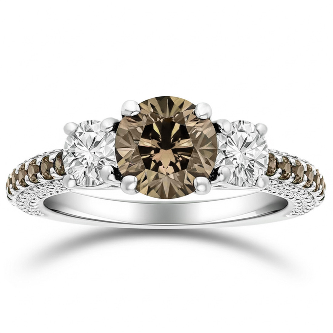 Unique Fancy-Brown Diamond Engagement Ring 3-Stone Design