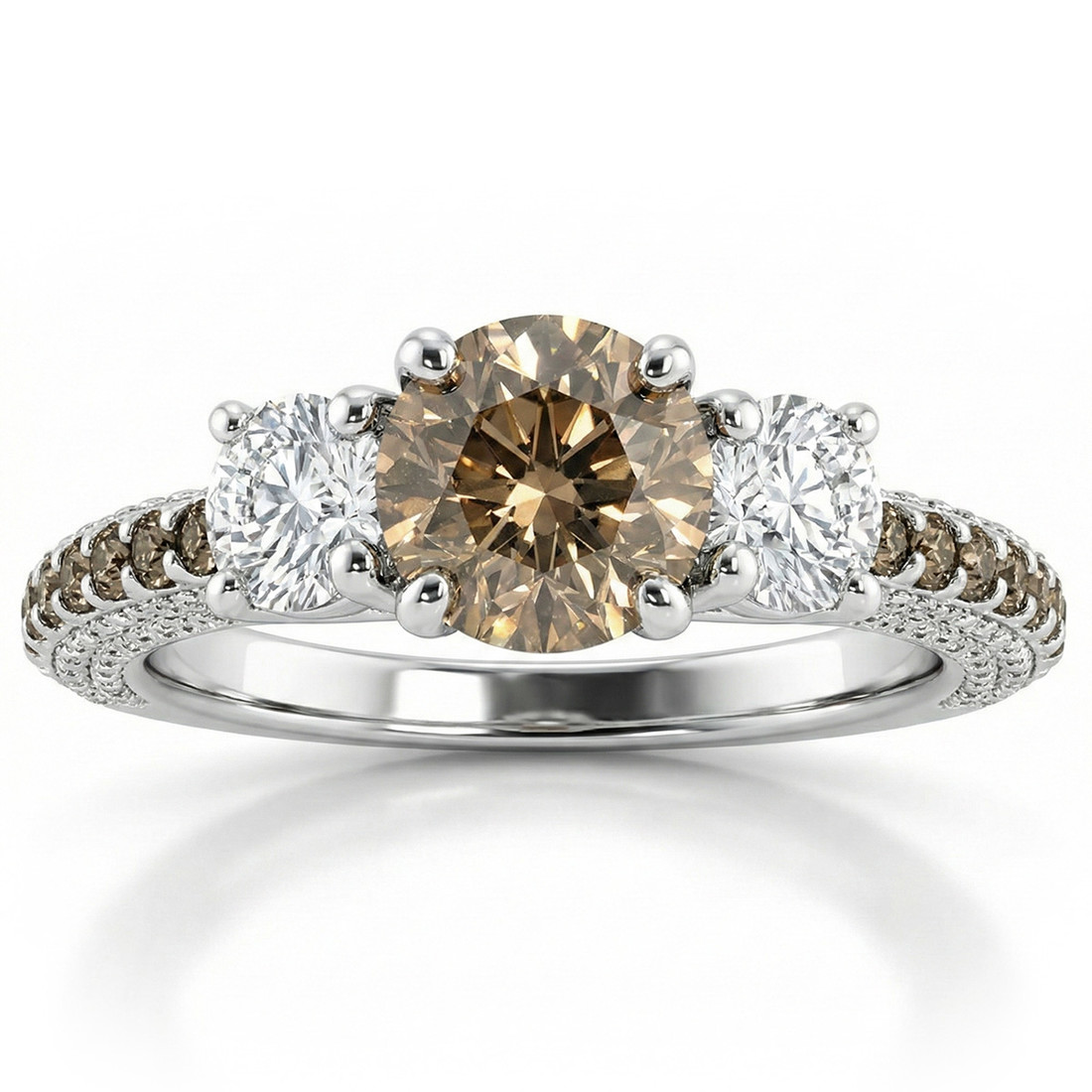 Unique Fancy-Brown Diamond Engagement Ring 3-Stone Design