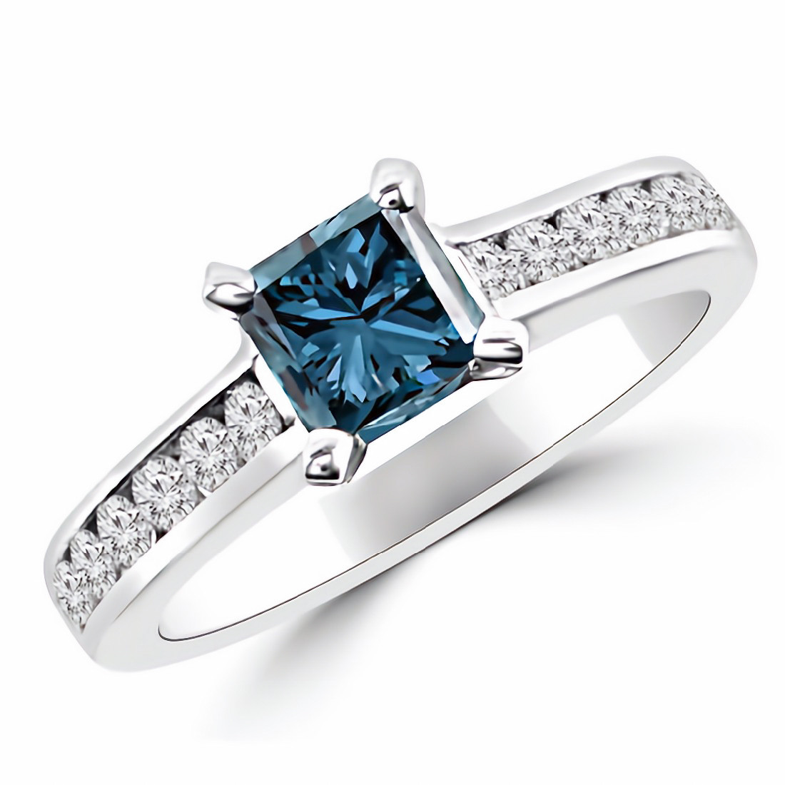 blue diamond engagement rings princess cut