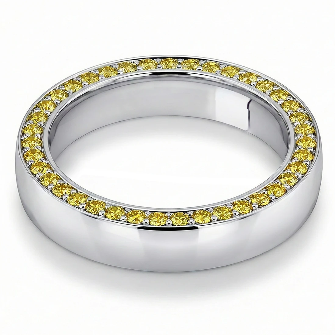 Yellow Diamond Side-Set Mens Wedding Band Unique Ring