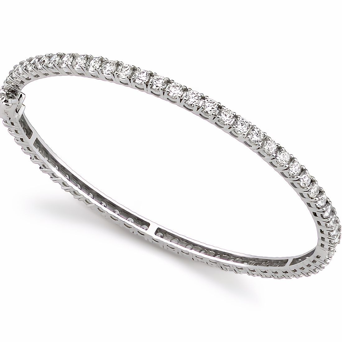 5.4ct Classic Diamond Eternity Bangle Hinged Bracelet 18k Gold